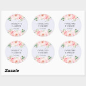klantspecifieke florale bruiloft ronde sticker (Vel)