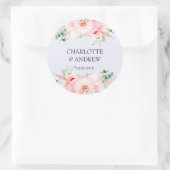 klantspecifieke florale bruiloft ronde sticker (Tas)