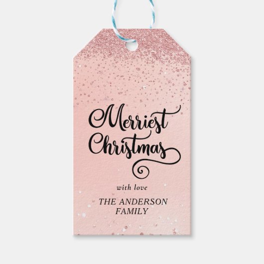 Klantspecifieke Glitter Christmas Cadeaulabel (Voorkant)