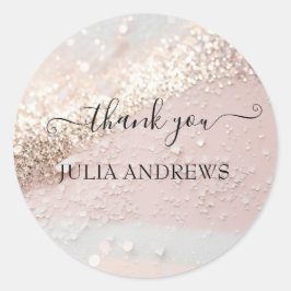 Klantspecifieke glitter "Dank u!" Ronde Sticker