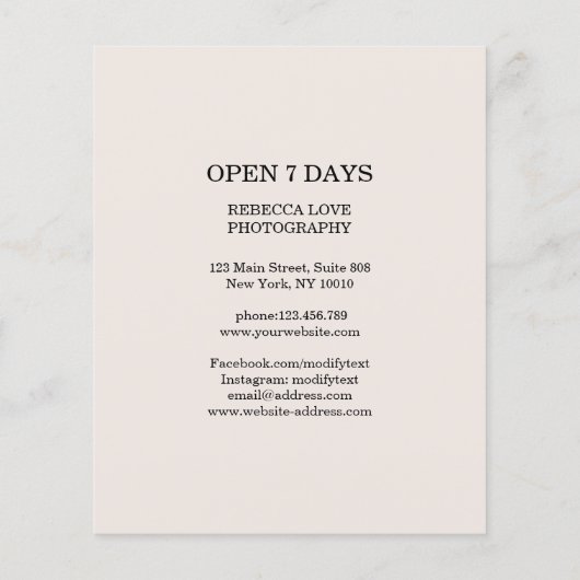 Klantspecifieke kerstfoto flyer (Achterkant)