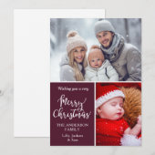 Klantspecifieke "Prettig kerstfeest" 2 foto's Feestdagenkaart (Voorkant / Achterkant)