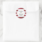 Klantspecifieke rode strepen Anker Ronde Sticker (Tas)