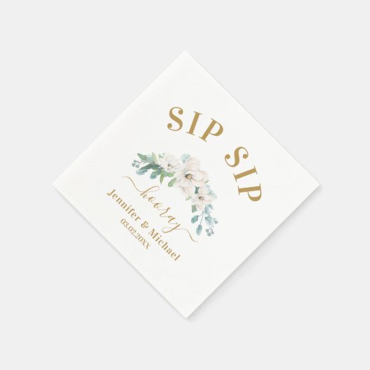 Klantspecifieke "SIP HOORAY" Bloemen servetten (Hoek)