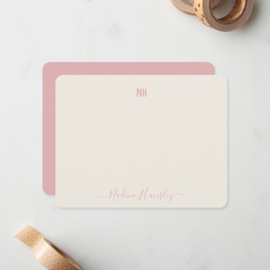 KLANTTEKST Persoonlijk Monogram Modern Manuscript Notitiekaartje (Voorkant / Achterkant in situ)
