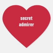KLANTTEKST SECRET ADMIRER RED HEART HART STICKER (Voorkant)