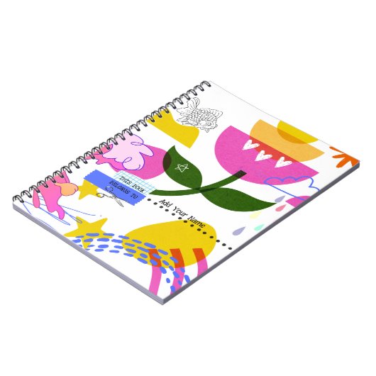 KLANTTEKST - Vet Collage met Bloem Notitieboek (Linkerzijde)