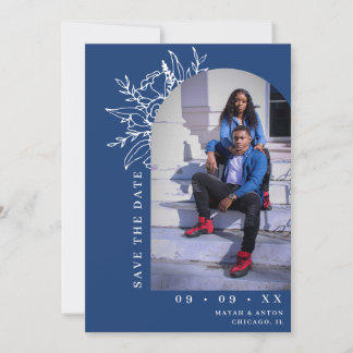 Klantvriendelijke Blauwe Botanische Bloemrijke Boo Save The Date