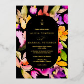 Klantvriendelijke herfst oversized bloem waterverf folie uitnodiging (Voorkant)