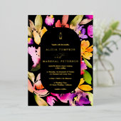 Klantvriendelijke herfst oversized bloem waterverf folie uitnodiging (Staand Voorkant)