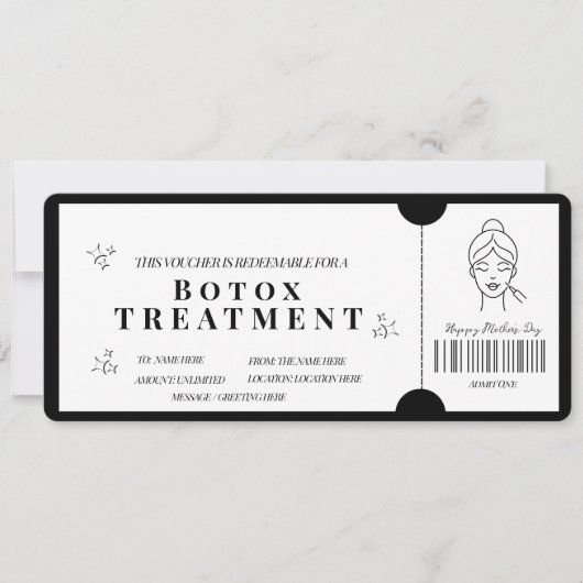 Klantvriendelijke Minimalistische Botox Behandelin Kaart (Voorkant)