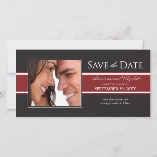 Klantvriendelijke Rode Streep Save the Date Aankon (Voorkant)