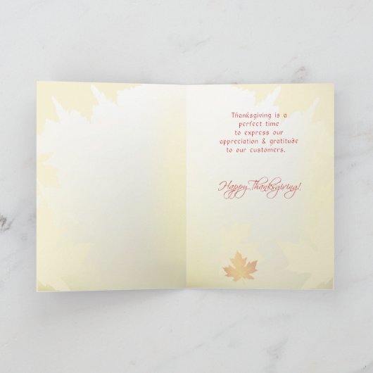 Klantwaardering bij Thanksgiving, Business Feestdagen Kaart (Binnen)