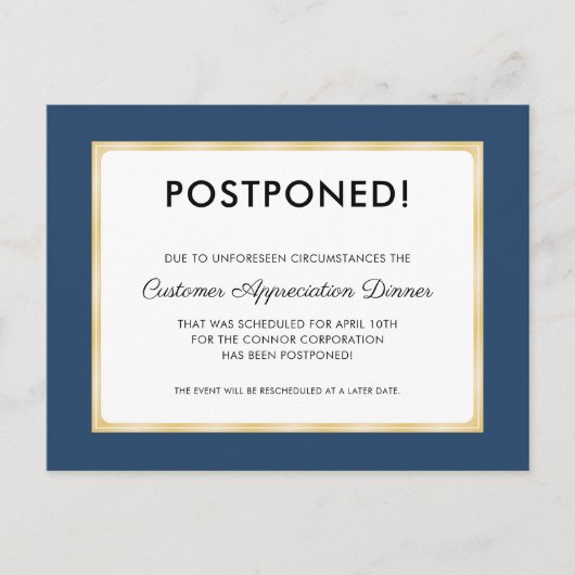 Klantwaardering diner uitgesteld briefkaart (Voorkant)