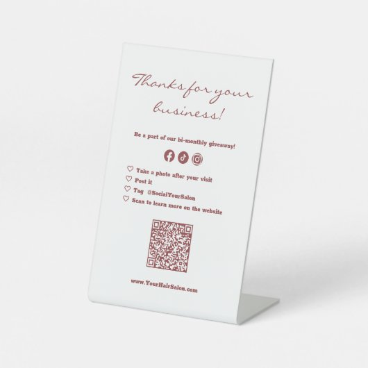 Klantwaardering Logo Giveaway Reclamebord Met Voetstuk (Voorkant)