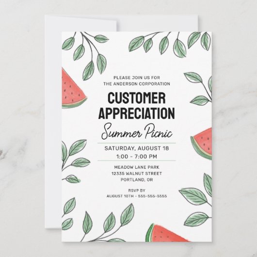 Klantwaardering Summer Picnic Watermelon Kaart (Voorkant)