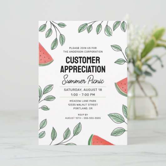 Klantwaardering Summer Picnic Watermelon Kaart (Staand voorkant)