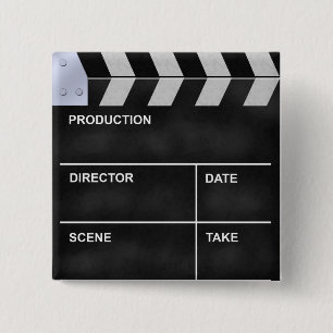 klap cinema vierkante button 5,1 cm