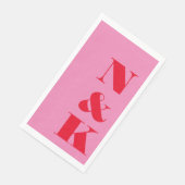 Klap moderne monogram initialen roze rood bruiloft servet (Hoek)