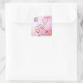 Klap Wijn Glas Champagne Feestelijk Vierkante Sticker (Tas)