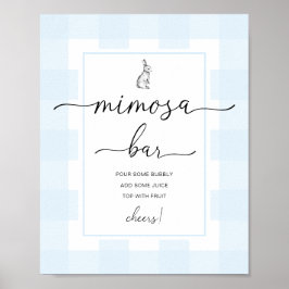 Klapbord Konijn Blauwe Gingham Mimosa Bar Bord Poster