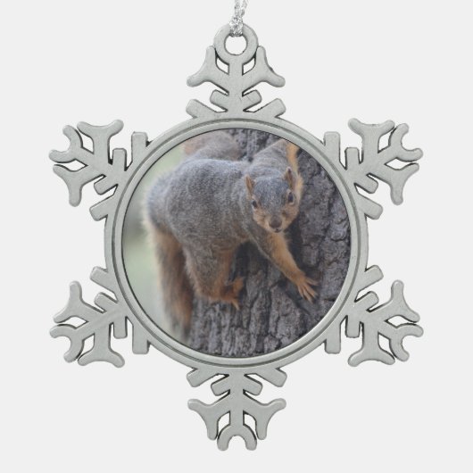 Klapeekhoorn Tin Sneeuwvlok Ornament (Voorkant)