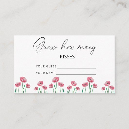 Klapmijn bloemige raad hoeveel kussen bruids spel  informatiekaartje (Voorkant)