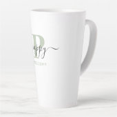 Klapper Elegant Script Monogram Zilver Groen Latte Mok (Rechterhoek)