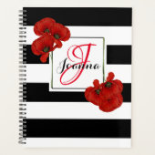 Klapperbloemen op zwart-wit gestreepte achtergrond planner (Voorkant)