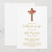 Klapperbloemkruis viering van het leven begrafenis kaart (Voorkant / Achterkant)