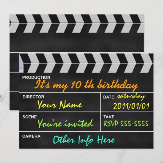 klapperbordcinema kaart (Voorkant / Achterkant)