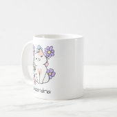 Klapperende Kat met Bloemen Monogram Koffiemok (Voorkant links)