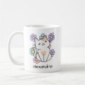 Klapperende Kat met Bloemen Monogram Koffiemok (Links)