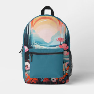 Klapperlandschap zonsopgang blauw aangepaste naam bedrukte rugzak