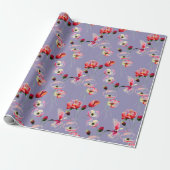 Klapperpatroon Op Paars Cadeaupapier (Uitgerold)