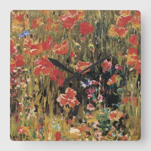 Klappers door Robert Vonnoh, Vintage Impressionism Vierkante Klok (Voorkant)