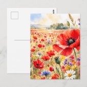 Klapperveld - Waterverf Klaproos Briefkaart (Voorkant / Achterkant)