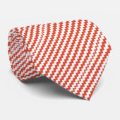 Klaprood en wit chevron gestreept patroon stropdas (Opgerold)
