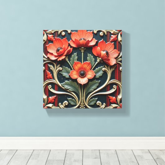 Klaproos Beschermeling Canvas Afdruk (Insitu (Houten vloer))