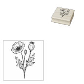 Klaproos Bloem Botanische Bloem Lijnkunst Rubberstempel (Gestempeld)