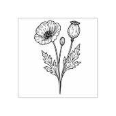 Klaproos Bloem Botanische Bloem Lijnkunst Rubberstempel (Afrduk)
