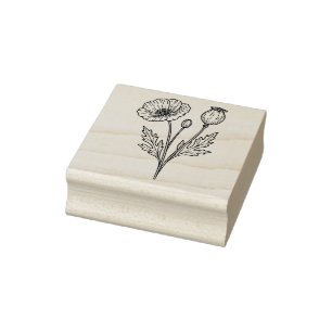 Klaproos Bloem Botanische Bloem Lijnkunst Rubberstempel