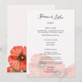 Klaproos Bloem Bruiloftsreceptie Menu Kaart (Voorkant / Achterkant)