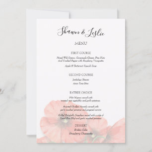 Klaproos Bloem Bruiloftsreceptie Menu Kaart