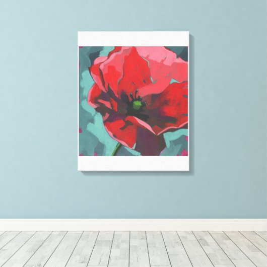 Klaproos Bloem Canvas Afdruk (Insitu (Houten vloer))
