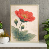 Klaproos Bloem Kunstprint | Botanische Muur Kunst Poster