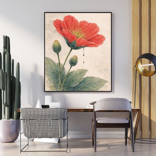 Klaproos Bloem Kunstprint | Botanische Muur Kunst Poster