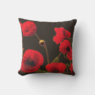 Klaproos Bloem Rood Bloemig Waterverf Effect Abstr Buitenkussen
