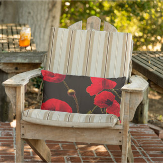 Klaproos Bloem Rood Bloemig Waterverf Effect Abstr Buitenkussen