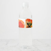 Klaproos Bloem Waterverf Schilderen Bruiloft Waterfles Etiket (Achterkant)